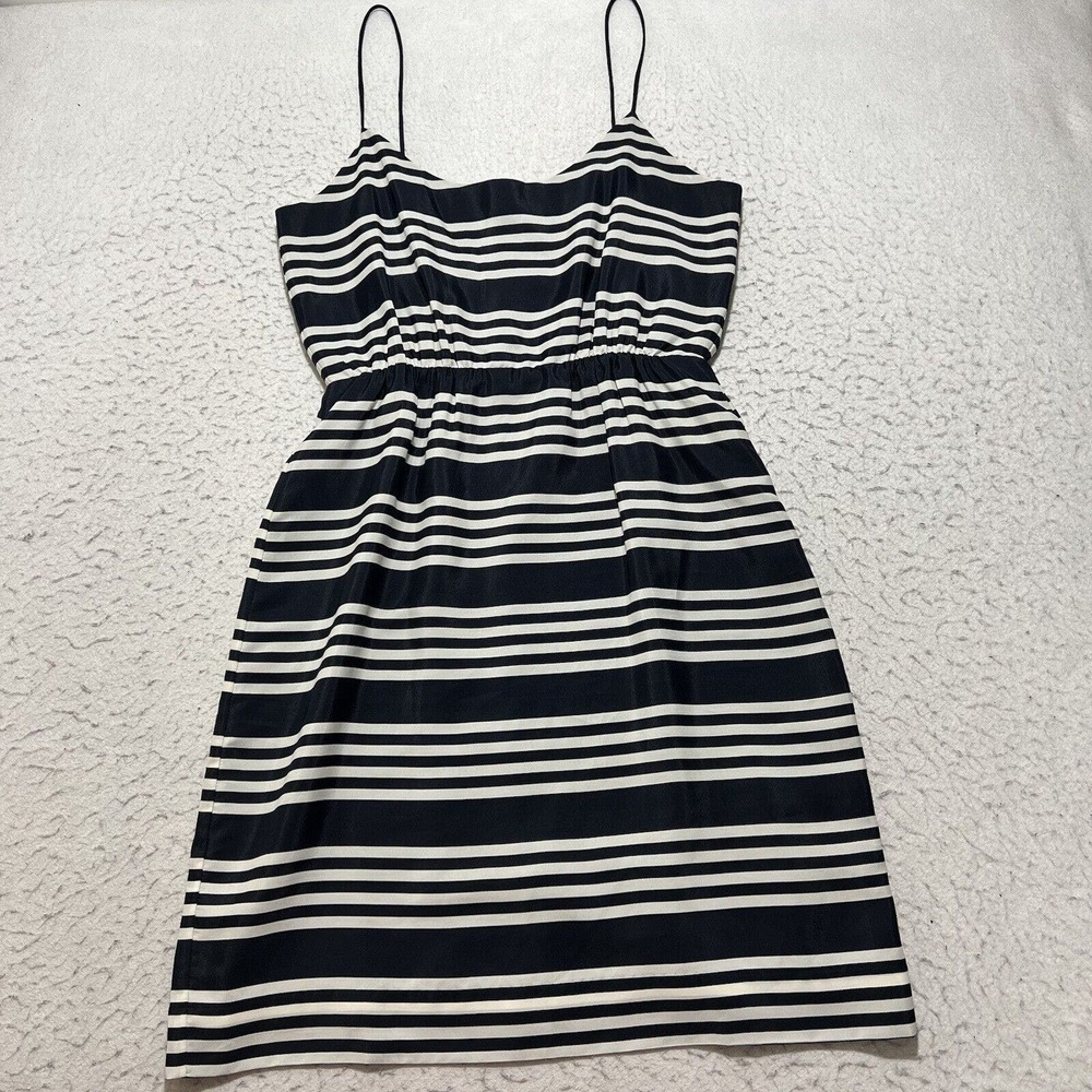 J. Crew Women's 6 Sleeveless Navy Blue + White Striped Fit & Flare Lined Dress